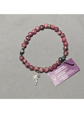 Chavez for Charity Empowering Women & Girls Pink Stone Wing Charm Bracelet